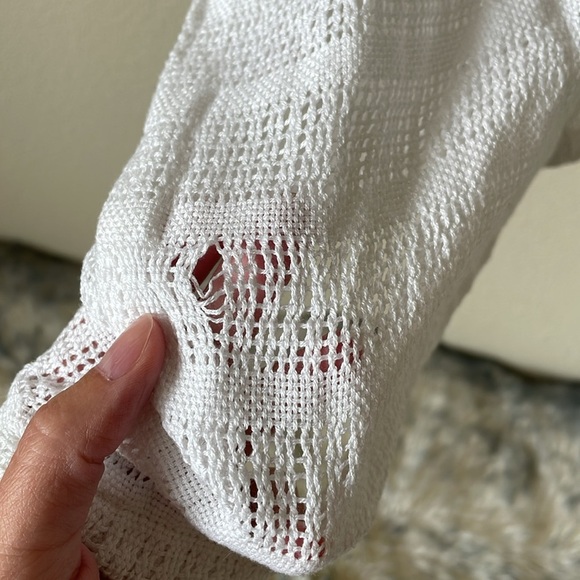 Embroidered Boho Poncho Pop-over Light Knit Top Margot S/M Oversized Boxy Beach - Picture 6 of 12